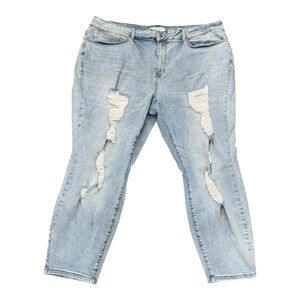 Judy Blue Boyfriend Fit Jeans Plus Size 24W Distressed Stretch Light Wash Denim